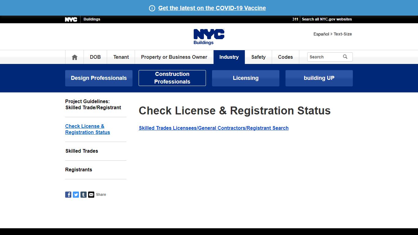Check License & Registration Status - Buildings - New York City