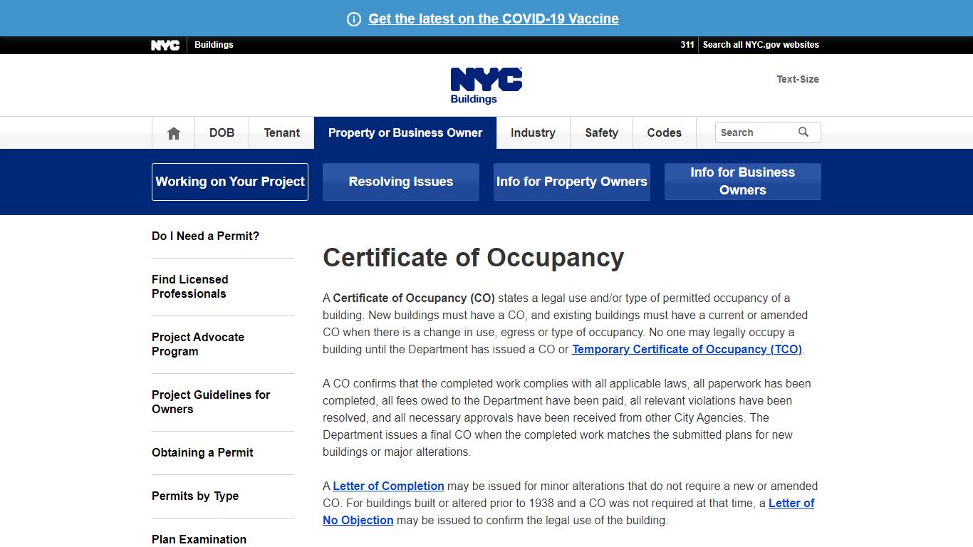Certificate of Occupancy - Buildings - New York City